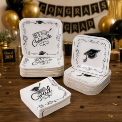 Hand Drawn Graduation Party Tableware Set for 50 Guests